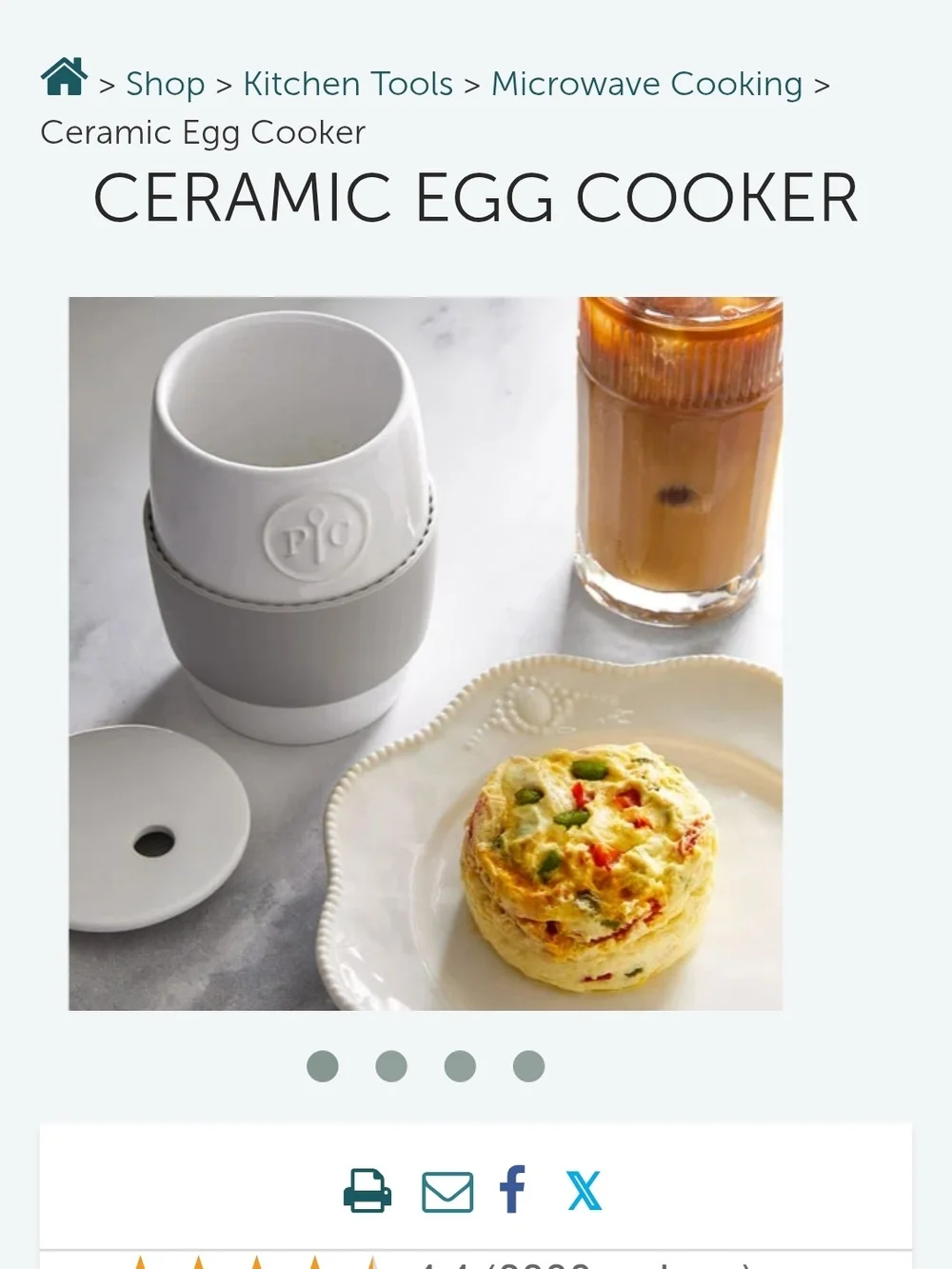 Ceramic Egg Cooker with Gray Silicone Grip - White Pampered Chef